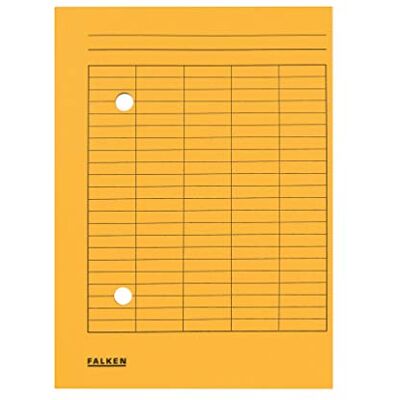 FALKEN Lot de 100 chemises à rabats. Fabriquées en Allemagne. En carton recyclé pour format A4 avec impression organisationnelle recto-verso, jaune, avec agrafes FALKEN Lot de 100 chemises à rabats. Fabriquées en Allemagne. En carton recyclé pour format A4 avec impression organisationnelle recto-verso, jaune, avec agrafes