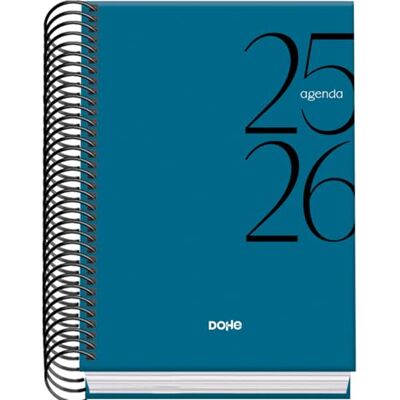 DOHE Calendrier scolaire 2025 2026 Vue quotidienne, format A6 (12 x 17 cm), espagnol et anglais, septembre-juin, spirale, couverture rigide SYSTÈME Bleu DOHE Calendrier scolaire 2025 2026 Vue quotidienne, format A6 (12 x 17 cm), espagnol et anglais, septembre-juin, spirale, couverture rigide SYSTÈME Bleu