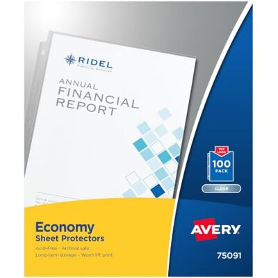 Avery Economy 75091 Lot de 100 feuilles de protection transparentes sans acide 21,6 x 27,9 cm Avery Economy 75091 Lot de 100 feuilles de protection transparentes sans acide 21,6 x 27,9 cm