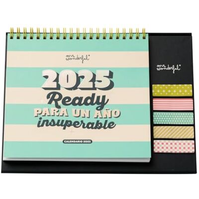 Mr. Wonderful Calendrier de bureau 2025 Ready pour une année imbattable Comprend 6 feuilles d'autocollants et 1 bloc de notes adhésives Mr. Wonderful Calendrier de bureau 2025 Ready pour une année imbattable Comprend 6 feuilles d'autocollants et 1 bloc de notes adhésives