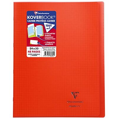 Clairefontaine 984604C Un Cahier Agrafé Koverbook Rouge 24x32 cm 48 Pages Petits Carreaux avec Marge Papier Blanc 90 g Couverture Polypro Clairefontaine 984604C Un Cahier Agrafé Koverbook Rouge 24x32 cm 48 Pages Petits Carreaux avec Marge Papier Blanc 90 g Couverture Polypro