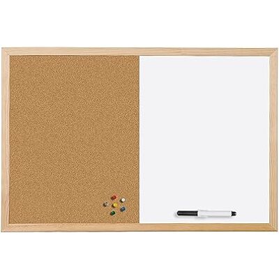 Bi-Office Budget Tableau Mixte, d’Affichage en Liège et Blanc Magnétique Effaçable à Sec, Cadre en Bois, 60 x 45 cm Bi-Office Budget Tableau Mixte, d’Affichage en Liège et Blanc Magnétique Effaçable à Sec, Cadre en Bois, 60 x 45 cm