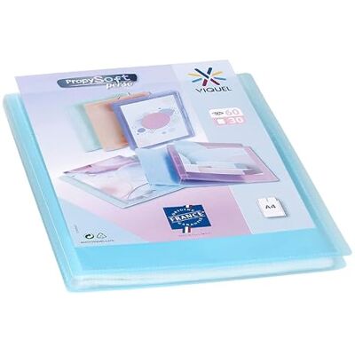 Viquel Protège documents personnalisable Reliure Format A4 Porte vues 60 Vues (30 pochettes) Propysoft Pochettes transparentes et lisses Bleu translucide Viquel Protège documents personnalisable Reliure Format A4 Porte vues 60 Vues (30 pochettes) Propysoft Pochettes transparentes et lisses Bleu translucide