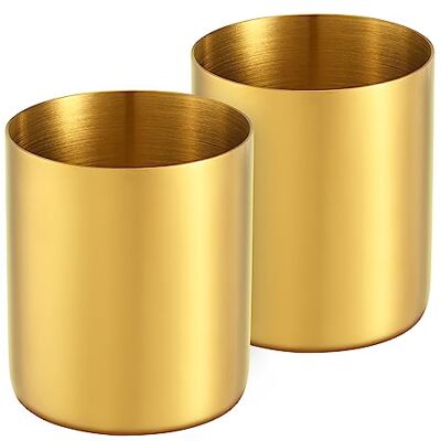 luvtree Lot de 2 porte-stylos ronds en acier inoxydable doré de 8,1 cm Organisateur de papeterie de bureau Pour pinceaux de maquillage Vase de style simple luvtree Lot de 2 porte-stylos ronds en acier inoxydable doré de 8,1 cm Organisateur de papeterie de bureau Pour pinceaux de maquillage Vase de style simple