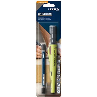 LYRA L4478001, Dry Professional Marqueur de chantier avec papier taille-crayon et clip + 4 recharges universelles graphite pour toutes les surfaces sous blister LYRA L4478001, Dry Professional Marqueur de chantier avec papier taille-crayon et clip + 4 recharges universelles graphite pour toutes les surfaces sous blister