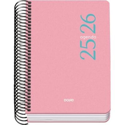 DOHE Agenda Scolaire 2025 2026 Jour par Page, Format A6 (12x17cm), Espagnol et Anglais, Septembre à Juin Reliure Spirale, Couverture Souple ESENCIAL Rose DOHE Agenda Scolaire 2025 2026 Jour par Page, Format A6 (12x17cm), Espagnol et Anglais, Septembre à Juin Reliure Spirale, Couverture Souple ESENCIAL Rose