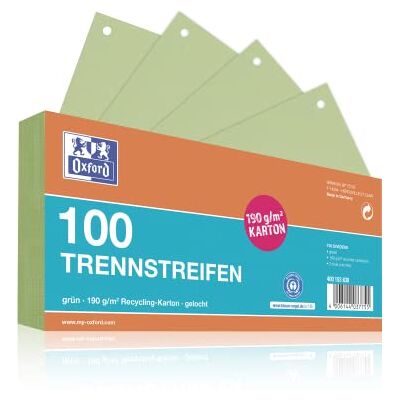 Oxford Lot de 100 intercalaires perforés en carton vert 190 g/m² Oxford Lot de 100 intercalaires perforés en carton vert 190 g/m²