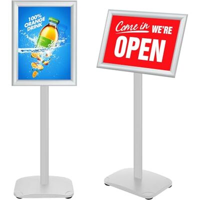 VAIIGO Présentoir A4 avec base stable, support d'affichage, porte-panneau publicitaire pour affichage vertical/horizontal de ventes, menus, publicités pour restaurant, salon, accueil, argenté VAIIGO Présentoir A4 avec base stable, support d'affichage, porte-panneau publicitaire pour affichage vertical/horizontal de ventes, menus, publicités pour restaurant, salon, accueil, argenté