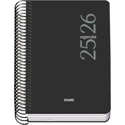 DOHE Agenda Scolaire 2025 2026 Jour par Page Format A6 (12x17 cm), Espagnol et Anglais, Septembre à Juin Reliure Spirale, Couverture Souple ESENCIAL Noir DOHE Agenda Scolaire 2025 2026 Jour par Page Format A6 (12x17 cm), Espagnol et Anglais, Septembre à Juin Reliure Spirale, Couverture Souple ESENCIAL Noir