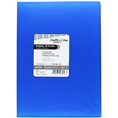 Grafoplás Grafoplas 1461730 – Fichier de 50 pochettes, modèle Folio, couverture PP, couleur BLEU Grafoplás Grafoplas 1461730 – Fichier de 50 pochettes, modèle Folio, couverture PP, couleur BLEU