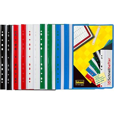 Idena 307862 Dossier rapide pour DIN A4 perforé, en plastique, 2 x bleu/vert/rouge/blanc/noir, 10 pièces Idena 307862 Dossier rapide pour DIN A4 perforé, en plastique, 2 x bleu/vert/rouge/blanc/noir, 10 pièces