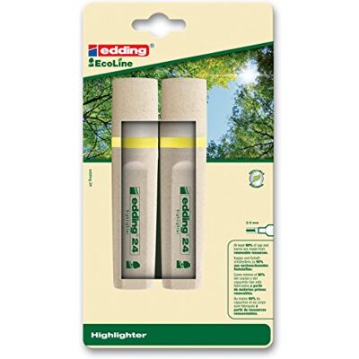 Edding 24 EcoLine Surligneur pointe ciseau; Blister 2 pcs. Couleur jaune ; trait 2-5 mm Edding 24 EcoLine Surligneur pointe ciseau; Blister 2 pcs. Couleur jaune ; trait 2-5 mm