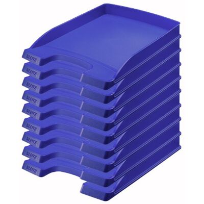 Leitz , Corbeille à courrier Plus Slim, Bleu, Lot de 10, 52370035 Leitz , Corbeille à courrier Plus Slim, Bleu, Lot de 10, 52370035