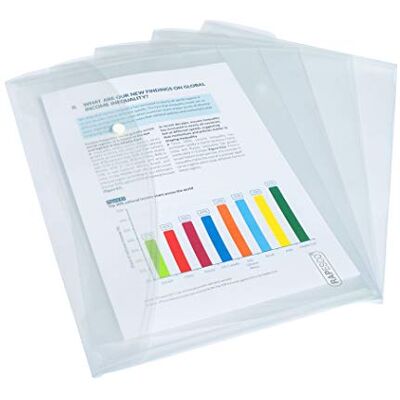 Rapesco 0695 ECO Pochette à Bouton Pression, A4+, Transparent, Lot de 5 Matériau Recyclé Rapesco 0695 ECO Pochette à Bouton Pression, A4+, Transparent, Lot de 5 Matériau Recyclé