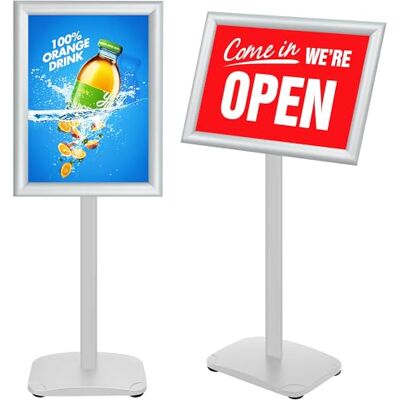 VAIIGO Présentoir A3 avec base stable, support d'affichage, porte-panneau publicitaire pour affichage vertical/horizontal de ventes, menus, publicités pour restaurant, salon, accueil, argenté VAIIGO Présentoir A3 avec base stable, support d'affichage, porte-panneau publicitaire pour affichage vertical/horizontal de ventes, menus, publicités pour restaurant, salon, accueil, argenté