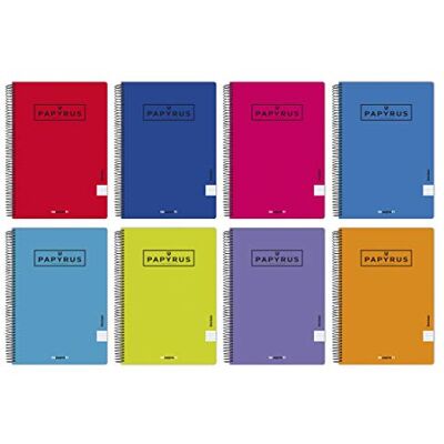 Grafoplás Unipapel 98450096. Lot de 10 cahiers Pauta 2,5 mm, taille quatrième, Papyrus 01- Uniclasic, format folio, 80 feuilles, 90 grammes, couleurs assorties aléatoires Grafoplás Unipapel 98450096. Lot de 10 cahiers Pauta 2,5 mm, taille quatrième, Papyrus 01- Uniclasic, format folio, 80 feuilles, 90 grammes, couleurs assorties aléatoires