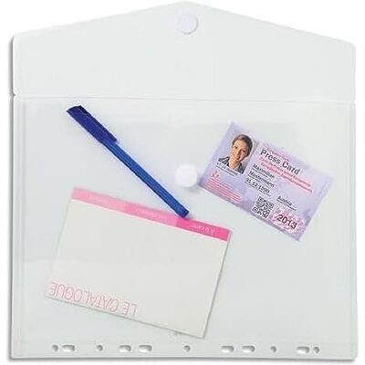 EXACOMPTA Sachet de 5 pochettes-enveloppes scratch perforées en polypropylène 2/10e. Coloris incolore EXACOMPTA Sachet de 5 pochettes-enveloppes scratch perforées en polypropylène 2/10e. Coloris incolore