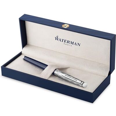 WATERMAN Hémisphère Stylo plume Laqué gris métallique et bleu Capuchon biseauté Plume moyenne en acier inoxydable Encre bleue Écrin WATERMAN Hémisphère Stylo plume Laqué gris métallique et bleu Capuchon biseauté Plume moyenne en acier inoxydable Encre bleue Écrin