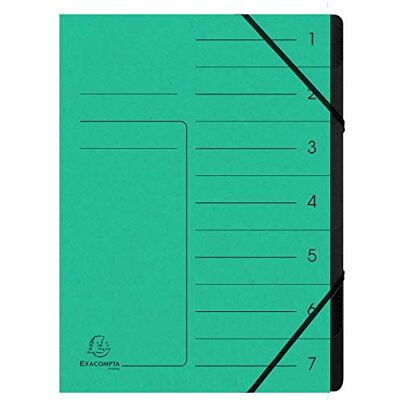 EXACOMPTA Réf. 540703E 1 Trieur agrafé avec élastiques 7 compartiments intérieur en carte recyclée noir. Classement de documents format A4 Vert EXACOMPTA Réf. 540703E 1 Trieur agrafé avec élastiques 7 compartiments intérieur en carte recyclée noir. Classement de documents format A4 Vert