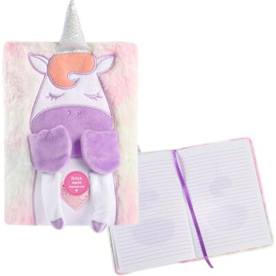 Idena 12107 Carnet ligné A5 Licorne Fluffy 80 feuilles 80 g/m² en blanc, avec ruban marque-page et ruban en peluche Idena 12107 Carnet ligné A5 Licorne Fluffy 80 feuilles 80 g/m² en blanc, avec ruban marque-page et ruban en peluche