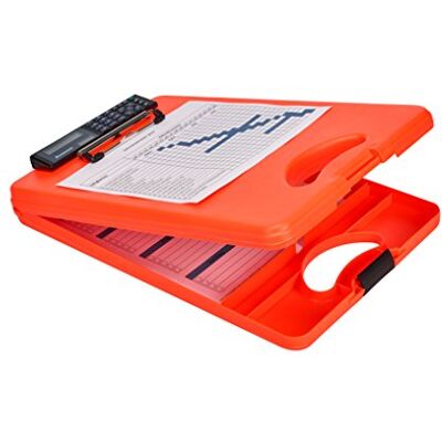 Läufer 53402 DeskMate II Safety avec calculatrice, porte-bloc sur cassette de formulaire avec poignée, ouverture en bas, compartiment intérieur divisé, plastique, couleur de signalisation orange fluo, Läufer 53402 DeskMate II Safety avec calculatrice, porte-bloc sur cassette de formulaire avec poignée, ouverture en bas, compartiment intérieur divisé, plastique, couleur de signalisation orange fluo,