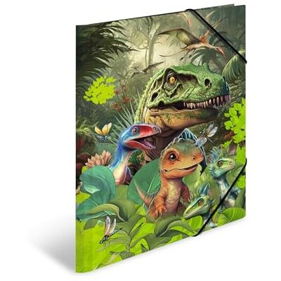 HERMA Classeur A3 dinosaures pour enfants en carton avec motif dinosaure, élastique, rabats intérieurs et impression intérieure, pour garçons et filles HERMA Classeur A3 dinosaures pour enfants en carton avec motif dinosaure, élastique, rabats intérieurs et impression intérieure, pour garçons et filles