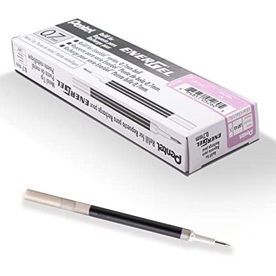 Pentel Energel LR7, Recharge pour rollers encre gel Energel pointe moyenne 0,7 mm, Lilas, Lot de 12 Pentel Energel LR7, Recharge pour rollers encre gel Energel pointe moyenne 0,7 mm, Lilas, Lot de 12