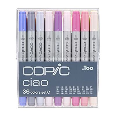 Copic Ciao Set « 36 Colors C », 36 pièces dans un présentoir en acrylique, Twin Marker avec une pointe de largeur moyenne et une pointe Brush Copic Ciao Set « 36 Colors C », 36 pièces dans un présentoir en acrylique, Twin Marker avec une pointe de largeur moyenne et une pointe Brush