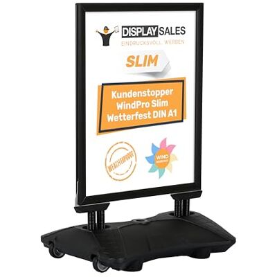 DISPLAY SALES Butée de client WINDPRO® Slim Présentoir publicitaire étanche en format A1 Support d'affichage en noir Panneau publicitaire utilisable des deux côtés pour 2 affiches Présentoir de vente DISPLAY SALES Butée de client WINDPRO® Slim Présentoir publicitaire étanche en format A1 Support d'affichage en noir Panneau publicitaire utilisable des deux côtés pour 2 affiches Présentoir de vente