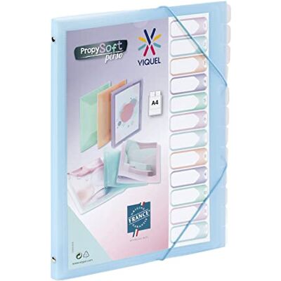 Viquel Trieur 12 compartiments A4 personnalisable Propysoft Fermeture élastique Bleu translucide Viquel Trieur 12 compartiments A4 personnalisable Propysoft Fermeture élastique Bleu translucide