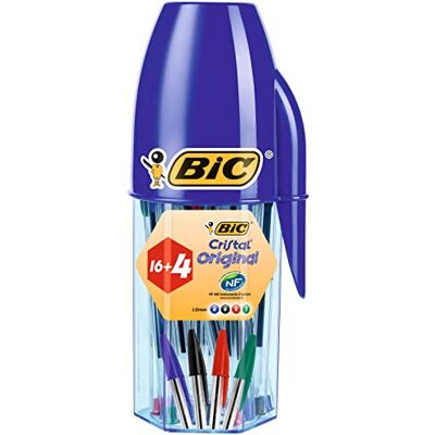 BIC Cristal Boîte en forme de stylo à bille avec 20 stylos Assortiment de couleurs BIC Cristal Boîte en forme de stylo à bille avec 20 stylos Assortiment de couleurs