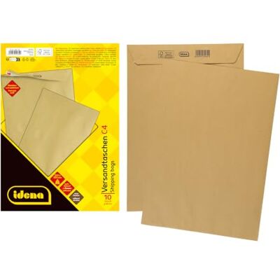 Idena 10234 Enveloppe d'expédition DIN C4, 90 g/m², autocollante, sans fenêtre marron, 10 pièces Idena 10234 Enveloppe d'expédition DIN C4, 90 g/m², autocollante, sans fenêtre marron, 10 pièces