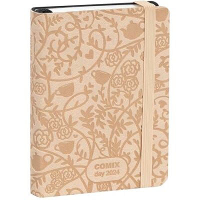 COMIX Special, Mignon Agenda 2024, 12 mois, journalier, avec passant élastique porte-crayon ou stylo, fermeture avec élastique et signet, 384 pages, format 9 x 12,5 cm, rose COMIX Special, Mignon Agenda 2024, 12 mois, journalier, avec passant élastique porte-crayon ou stylo, fermeture avec élastique et signet, 384 pages, format 9 x 12,5 cm, rose