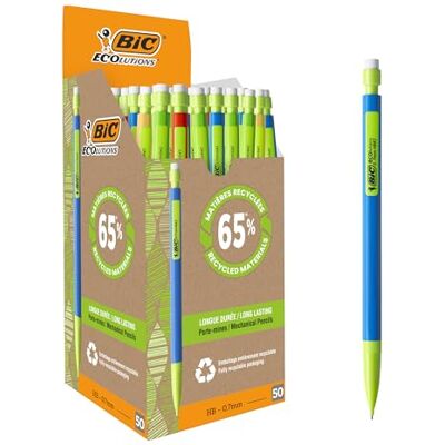 BIC Matic ECOlutions Boîte de 50 Porte-mines avec Corps Assortis 0,7 mm HB Friendly Mines Résistantes Noir BIC Matic ECOlutions Boîte de 50 Porte-mines avec Corps Assortis 0,7 mm HB Friendly Mines Résistantes Noir