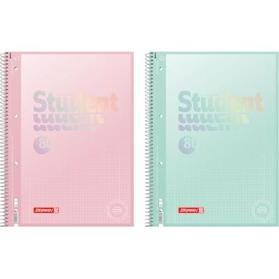 BRUNNEN Bloc-notes Premium Student « Pastel » A4, linéature 28, 80 feuilles, assorties BRUNNEN Bloc-notes Premium Student « Pastel » A4, linéature 28, 80 feuilles, assorties