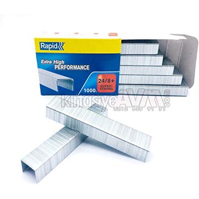 Rapid Lot de 5 boîtes de 1000 agrafes es 24/8 + Super Strong. Rapid Lot de 5 boîtes de 1000 agrafes es 24/8 + Super Strong.