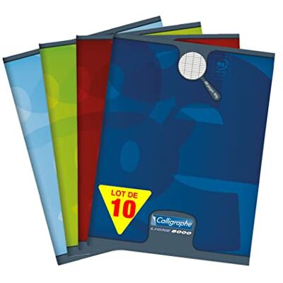Calligraphe Clairefontaine Réf 108712C Cahier dos agrafé (24 feuilles) 17 x 22 cm Séyès séyès papier vélin 90 g/m² Couverture cartonne offset Coloris Assortis Lot de 10 Calligraphe Clairefontaine Réf 108712C Cahier dos agrafé (24 feuilles) 17 x 22 cm Séyès séyès papier vélin 90 g/m² Couverture cartonne offset Coloris Assortis Lot de 10