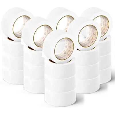OFITURIA Lot de 24 rubans adhésifs de couleur vive pour emballer et organiser vos boîtes et expéditions, idéal pour les travaux manuels et la décoration Blanc 66 m x 48 mm OFITURIA Lot de 24 rubans adhésifs de couleur vive pour emballer et organiser vos boîtes et expéditions, idéal pour les travaux manuels et la décoration Blanc 66 m x 48 mm