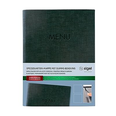 Sigel SM207 Protège-menu à cordon élastique avec 2 pochette transparent pour 8 feuilles DIN A5, gaufrage Menu, anthracite, 1 pièce Sigel SM207 Protège-menu à cordon élastique avec 2 pochette transparent pour 8 feuilles DIN A5, gaufrage Menu, anthracite, 1 pièce