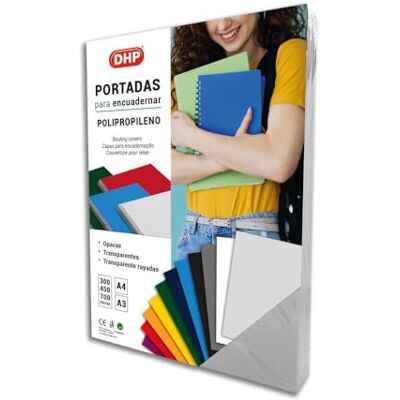 DHP Lot de 100 couvertures de reliure en polypropylène 0,45 mm d'épaisseur Format A4 Naturel DHP Lot de 100 couvertures de reliure en polypropylène 0,45 mm d'épaisseur Format A4 Naturel