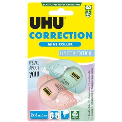 UHU Rollers Correcteur Ruban Correcteur Mini Pastel Kawaii Rapide Propre Et Précis Avec Capuchon Protecteur Fournitures Scolaire Et Bureau Blanc Lot De 2 Rollers De 6 m X 5 mm UHU Rollers Correcteur Ruban Correcteur Mini Pastel Kawaii Rapide Propre Et Précis Avec Capuchon Protecteur Fournitures Scolaire Et Bureau Blanc Lot De 2 Rollers De 6 m X 5 mm