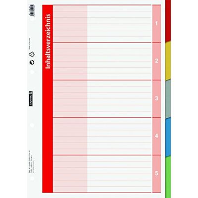 BRUNNEN 1066582 Lot de 5 intercalaires en plastique pour classeur à anneaux Format A4 5 couleurs BRUNNEN 1066582 Lot de 5 intercalaires en plastique pour classeur à anneaux Format A4 5 couleurs