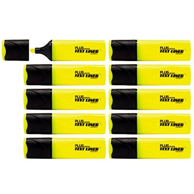 Plus Office Surligneurs Fluorescent, Formule pour l'école, le bureau et l'étude, Plus TEXT LINER, couleur jaune, boîte de 10 feutres Plus Office Surligneurs Fluorescent, Formule pour l'école, le bureau et l'étude, Plus TEXT LINER, couleur jaune, boîte de 10 feutres