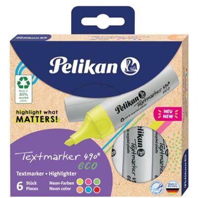 Pelikan Lot de 6 surligneurs 490® eco dans un étui Pelikan Lot de 6 surligneurs 490® eco dans un étui
