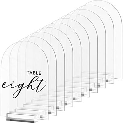 JINMURY 5x7 Inch Clear Arch Acrylic Sign with Stand-10 Pack Clear Blank Arched Acrylic Sheets with Holder, DIY Arch Sign Blank for Wedding Table Numbers JINMURY 5x7 Inch Clear Arch Acrylic Sign with Stand-10 Pack Clear Blank Arched Acrylic Sheets with Holder, DIY Arch Sign Blank for Wedding Table Numbers