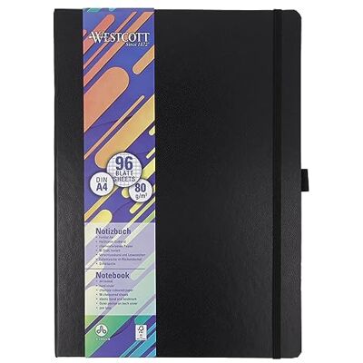 Westcott Carnet de notes format A4 quadrillé 192 pages avec couverture rigide élégante Papier FSC Mix durable 80 g/m² Avec poche intérieure, marque-page, élastique et porte-stylo E-1744829 00 Westcott Carnet de notes format A4 quadrillé 192 pages avec couverture rigide élégante Papier FSC Mix durable 80 g/m² Avec poche intérieure, marque-page, élastique et porte-stylo E-1744829 00