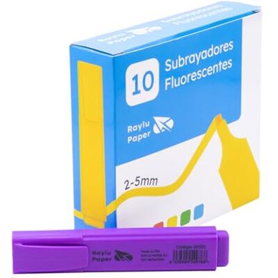 RAYLU PAPER Surligneurs fluorescents à pointe biseautée, lot de 10 marqueurs fluorescents avec trait de 2 à 5 mm, marqueurs fluorescents pour organisation (violet) RAYLU PAPER Surligneurs fluorescents à pointe biseautée, lot de 10 marqueurs fluorescents avec trait de 2 à 5 mm, marqueurs fluorescents pour organisation (violet)