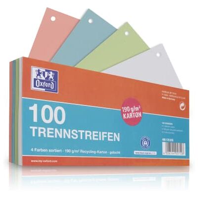 Oxford Lot de 100 bandes perforées en carton 190 g/m² 4 couleurs Oxford Lot de 100 bandes perforées en carton 190 g/m² 4 couleurs
