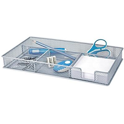 WEDO 651654 Office Bol à crayons avec 4 compartiments en métal revêtu par pulvérisation Argenté 29 x 16 x 4 cm WEDO 651654 Office Bol à crayons avec 4 compartiments en métal revêtu par pulvérisation Argenté 29 x 16 x 4 cm