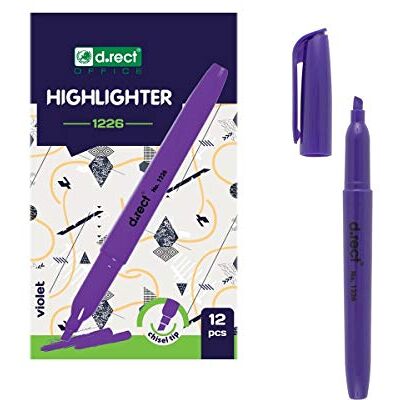 D.RECT 1226 Lot de 12 surligneurs avec pointe biseautée Violet D.RECT 1226 Lot de 12 surligneurs avec pointe biseautée Violet